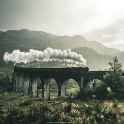 Train On Bridge - Wrapped Canvas Print