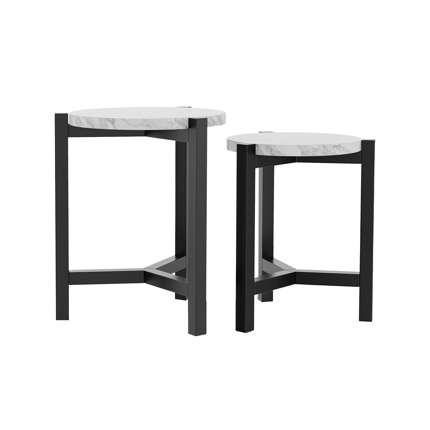 Latitude Run® Modern Brushed Brown Gray Round Nesting Tables Wayfair