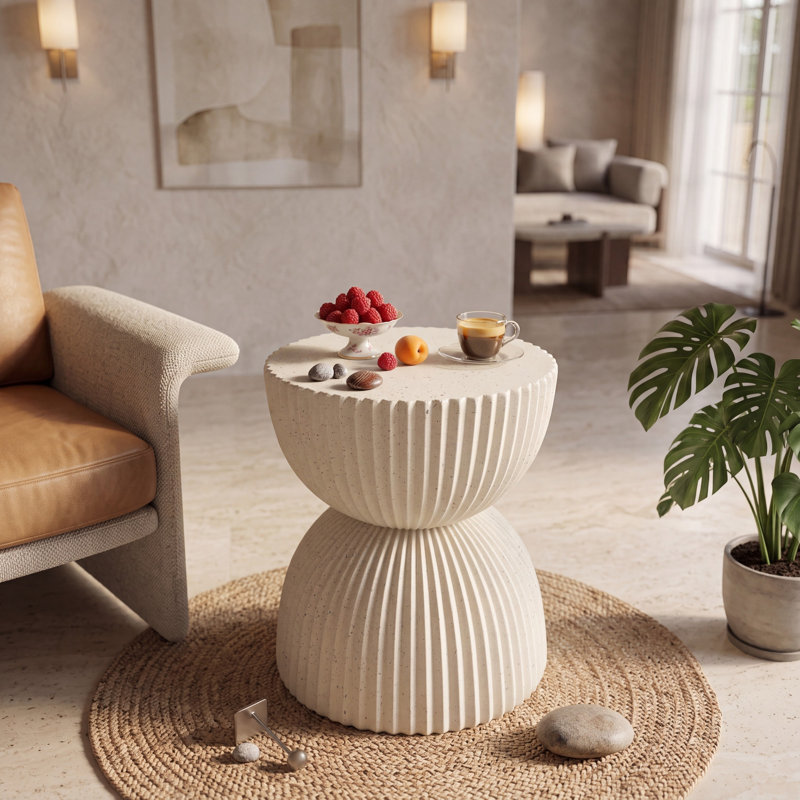 Table d'appoint en sablier Alven, Beige