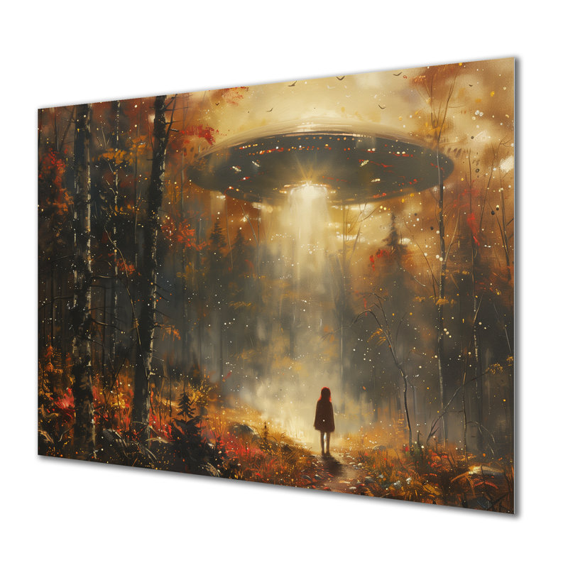 Rêve d'extraterrestres bruns gris et brun - OVNIS, art mural, Sans cadre, métal, H 12 po x l 20 po x P 1 po