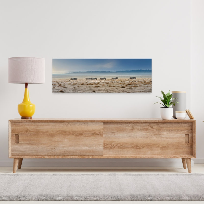 Zebras Across The Plain by Piet Flour - Wrapped Canvas Panoramic Print, 91.44 cm H x 30.48 cm W