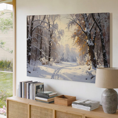 Canvas Golden Light Winter Forest Serene Snowy Path Some Mornings Wall Art Ready To Hang Gallery Wrapped Home Decor Premium Quality