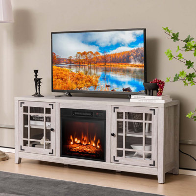 Unfinished TV Stand for TVs up to 65" with Fireplace Included