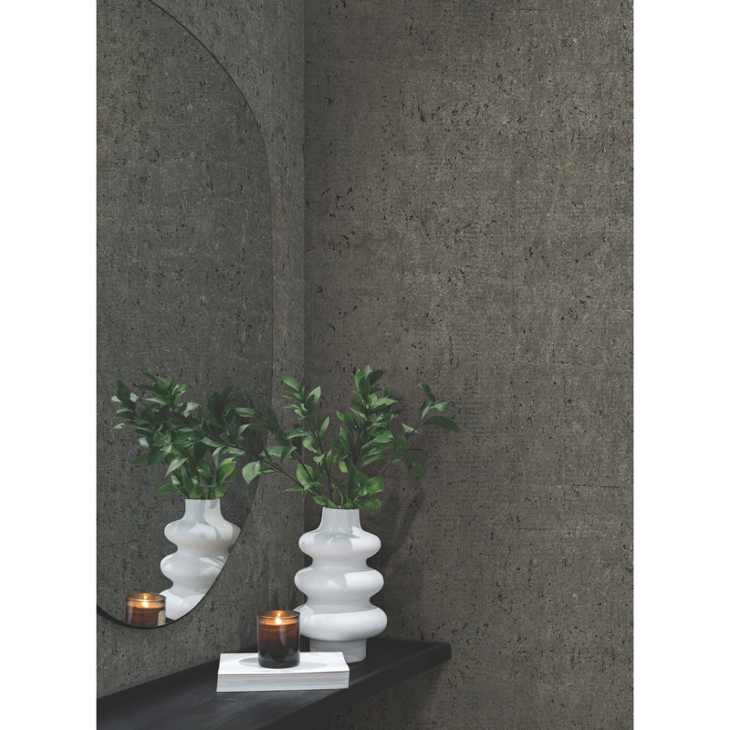 Candice Olson Natural Splendor Abstract Grass Cloth Wallpaper Double Roll, Charcoal