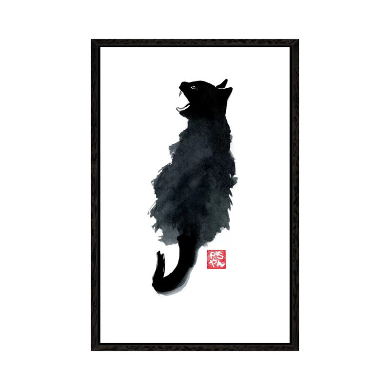 Crying Cat by Péchane - Print on Canvas, Black Framed, 66.04 cm H x 45.72 cm W