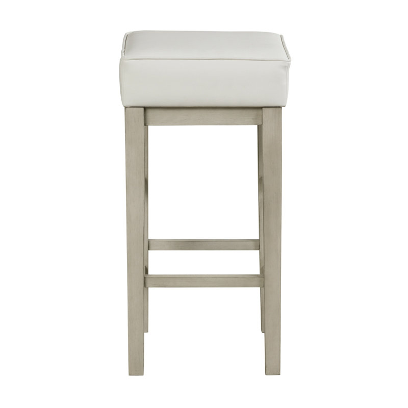 Ensemble de 2 tabourets à hauteur de pub transitionnel en similicuir 29 po, structure en bois massif, Blanc