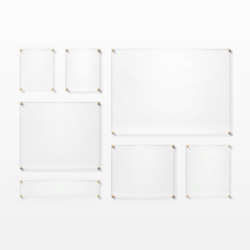 7 Piece Mondrian Double Panel Picture Frame Set, Clear/Gold