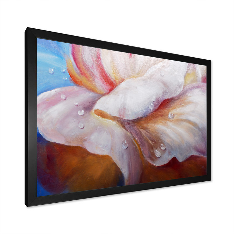 Creative Waterdrop On Beige Flowers V - reproduction de cadre flottant sur toile, H 8 po x l 12 po x P 1 po, Cadre photo noir