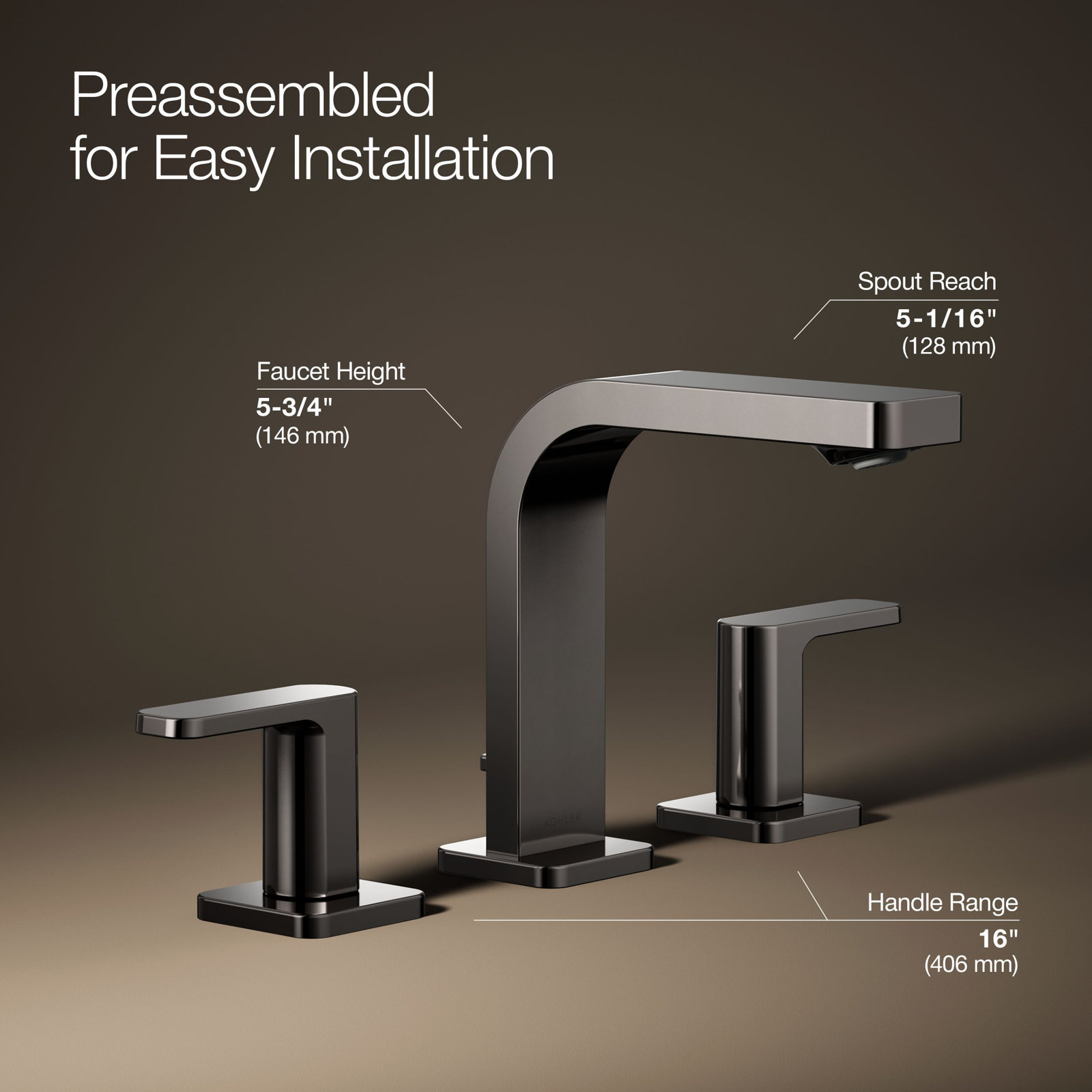 ParallelWidespread Bathroom Faucet, 3-Hole Two Lever Handle Bathroom Sink Faucet, Titanium, 1 GPM