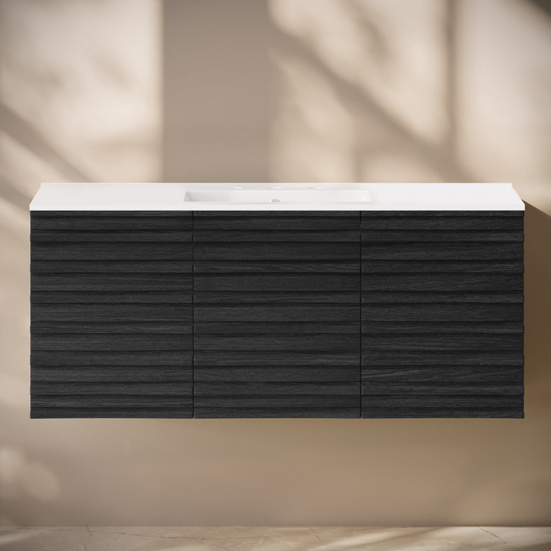 Ensemble de meuble-lavabo mural 48 po Cascade, Noir, 8 po, 48"