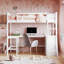 Lit mezzanine avec tablettes et bureau, lit mezzanine en bois avec bureau