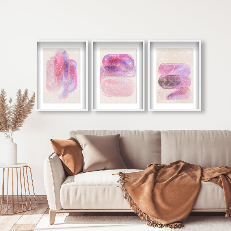 Rose Topaz Set Set by Oliver Gal, 55.5"H x 37.5"W, White Shadowbox