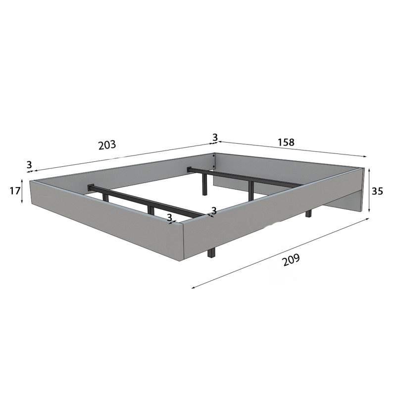 Maximo Mx79K, ensemble 3, Grand, Ensemble de 3 pièces : lit, 2 tables de chevet