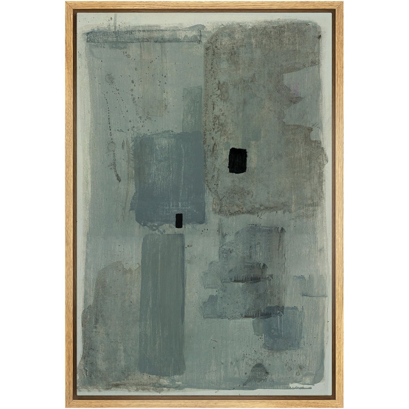 «Reproduction d'art abstrait dans des tons de gris et de bleu» sur, Naturel, H 36 po x l 24 po
