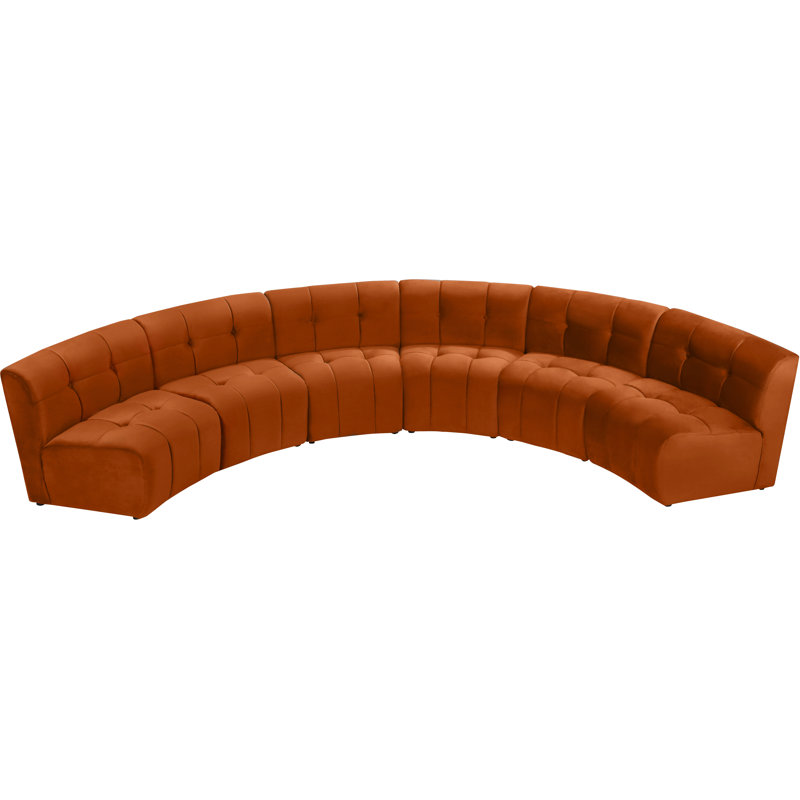 Jedson Velvet Sectional Symmetrical, Cognac Velvet