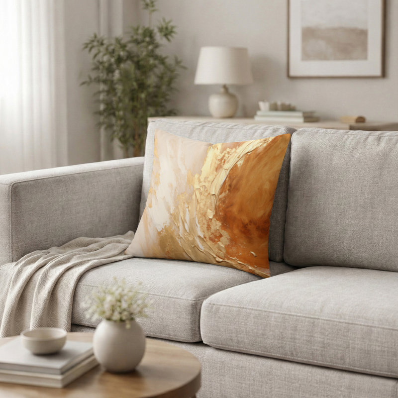 Coussin décoratif à motif abstrait vortex, H 16 po x l 16 po