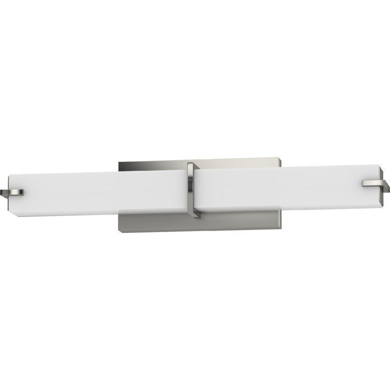 Éclairage pour salle de bain mural 1 lumière DEL en nickel brossé avec abat-jour en acrylique blanc