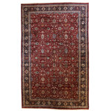 One-of-a-Kind Oriental Hand-Knotted Wool Red/Black/Ivory/Gray Area Rug