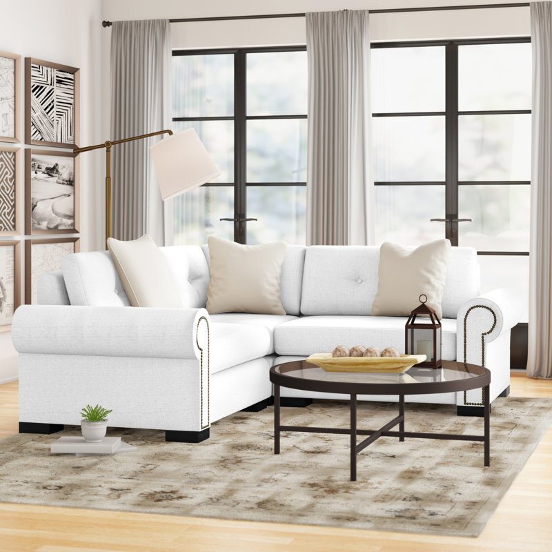 Canapé modulaire de coin symétrique en lin de 83 po Mosely, Revolution® blanc cassé