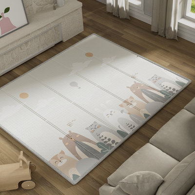 tapis de jeu pour bébé, grand tapis de jeu pliable et réversible 59 po x 71 po, tapis en mousse imperméable de 0,4 po d'épaisseur