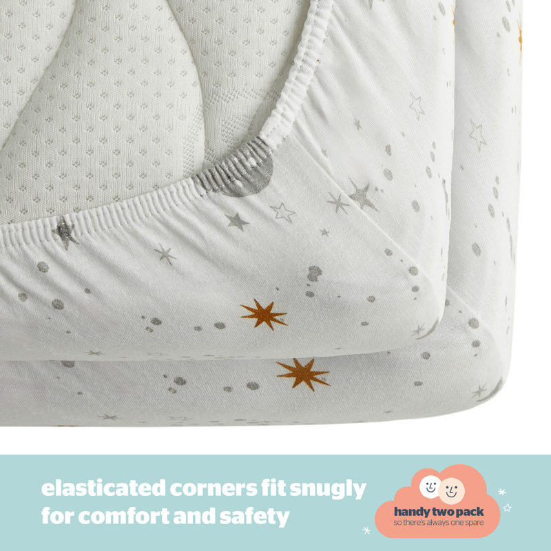 Silentnight Safe Nights Cot Bed Fitted Sheets Celestial Print