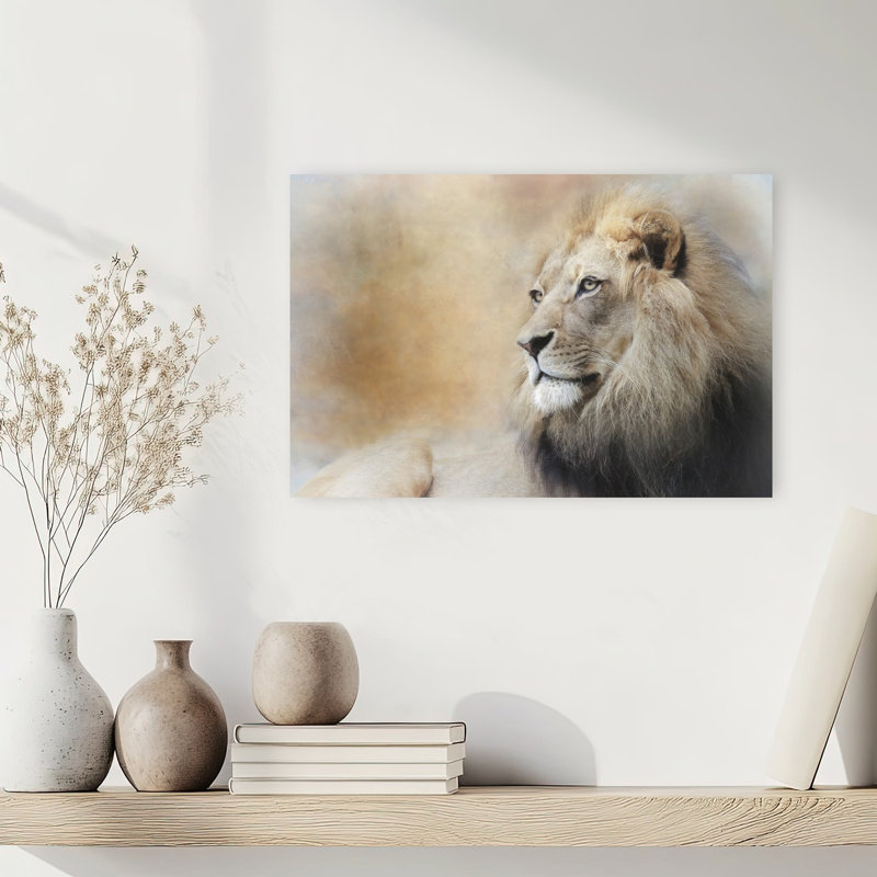 Majestic Lion Gaze Contemporary Wall Art Print 1 Piece Wrapped Canvas Wall Art, 30.48cm H x 45.72cm W