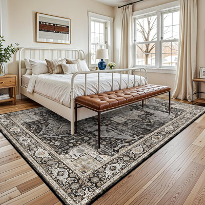 Washable Area Rugs - Large Rugs for Living Room Stain Resistant Carpet Vintage Rugs for Bedroom with Non Slip Backing Home Decor Floor Decoration Mat