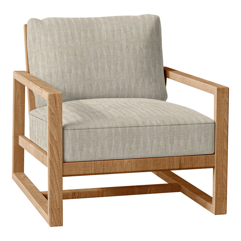 Avondale Patio Lounge Chair with Cushions, Natural Teak, Welt + Standard fill, Herringbone Sand