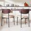 Ensemble de 2 chaises de salle à manger en tissu, chaises de cuisine rembourrées sans dossier avec dossier en grain de bois, chaises de salle à manger modernes avec dossier incurvé et pieds en métal-516103472-517375325