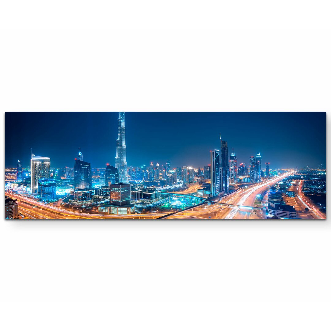 Leinwandbild Skyline bei Nacht - Dubai