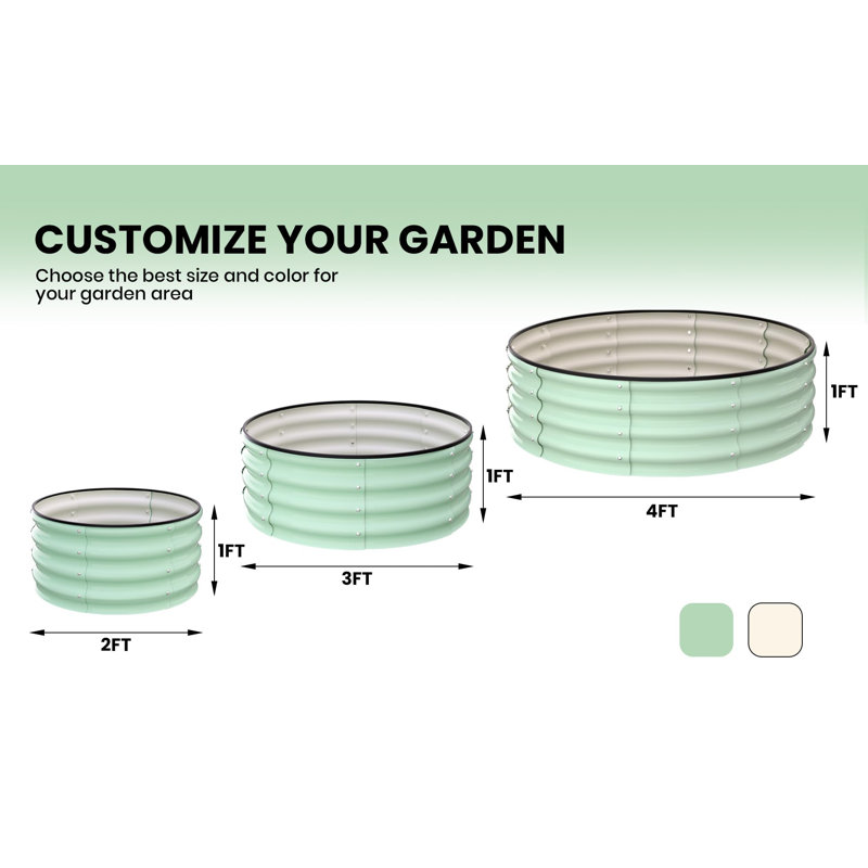 Metal Raised Garden Bed, 30cm H x 120cm W x 120cm D, Green
