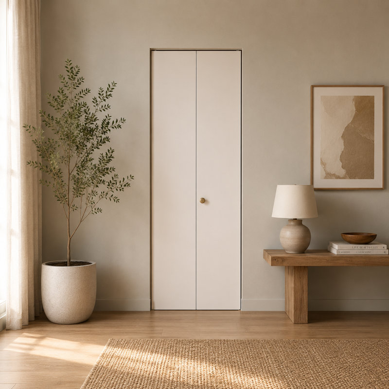 Porte pliante intérieure en panneau de fibres à densité moyenne avec noyau lisse Smed Flush, 29.75"×79"