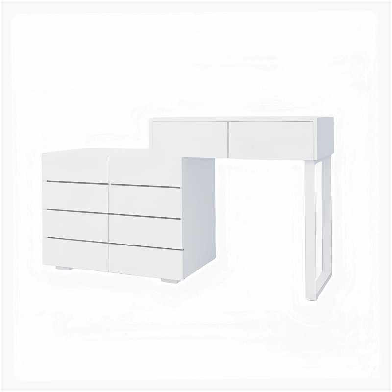 Commode 10 tiroirs, sans poignée, meuble-lavabo blanc