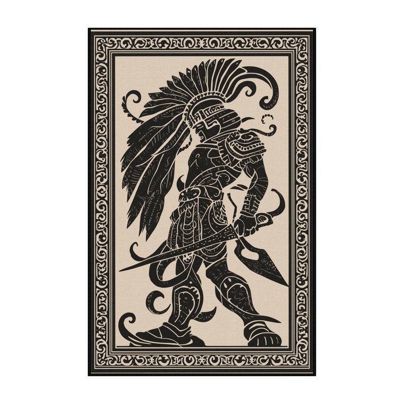 Tapis damassé classique Bedford Obsidian Blade Warrior, 7 x 10