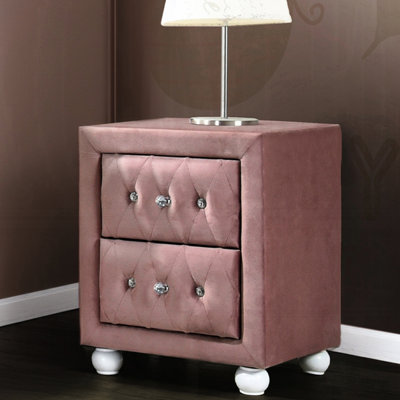 Table de chevet rose rembourrée 2 po