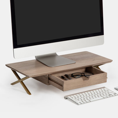 Sumekh Wood Monitor Stand with Drawer