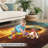 Fire & Water Football Area Rug, Abstract Sports Theme Washable Non-Slip Low Pile Carpet for Bedroom & Living Room-1631920160