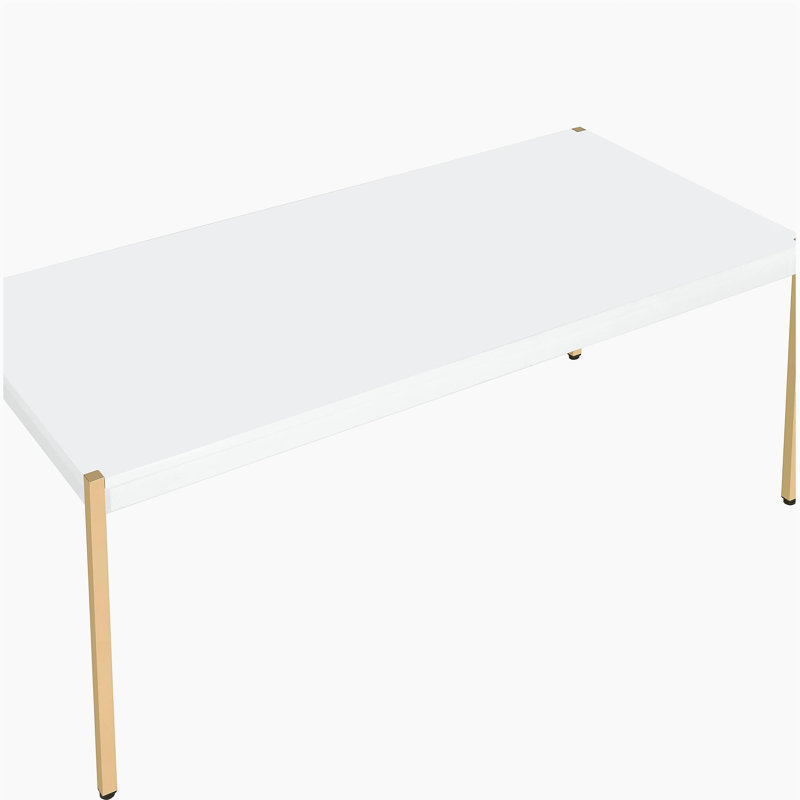 Table basse rectangulaire blanche et dorée