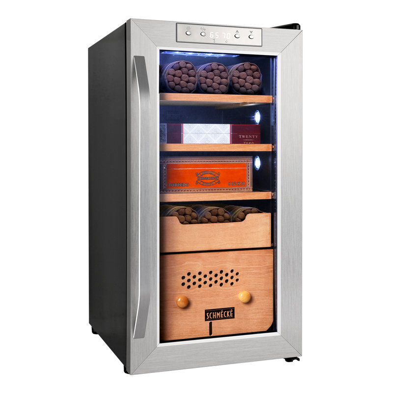 Schmécké Stainless Steel Cigar Humidor with Spanish Cedar Shelves
