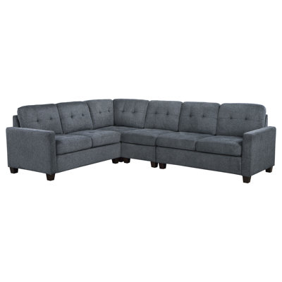 Seh 4 Piece Modular Sectional Sofa, L Shaped, Tufted Back -  Benjara, BM318723