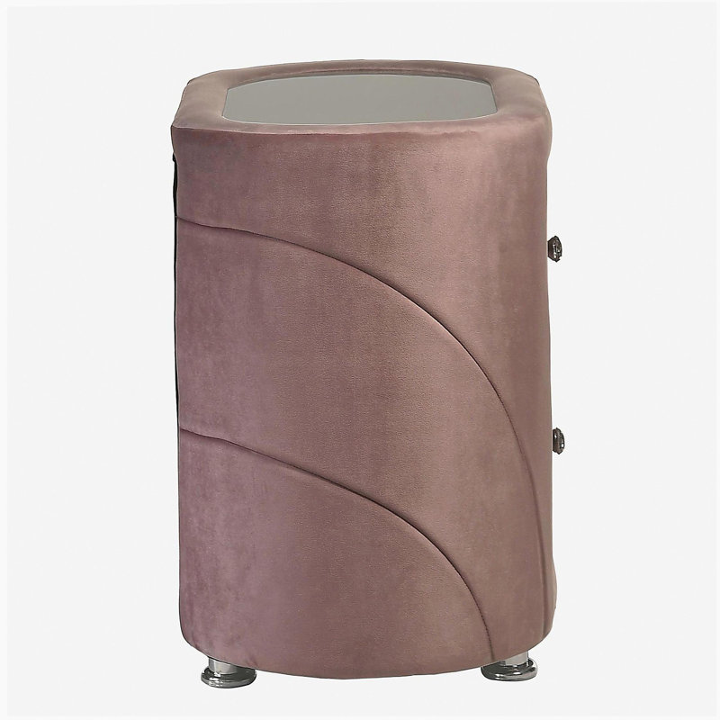 Armoire longue 2 tiroirs en tissu rose
