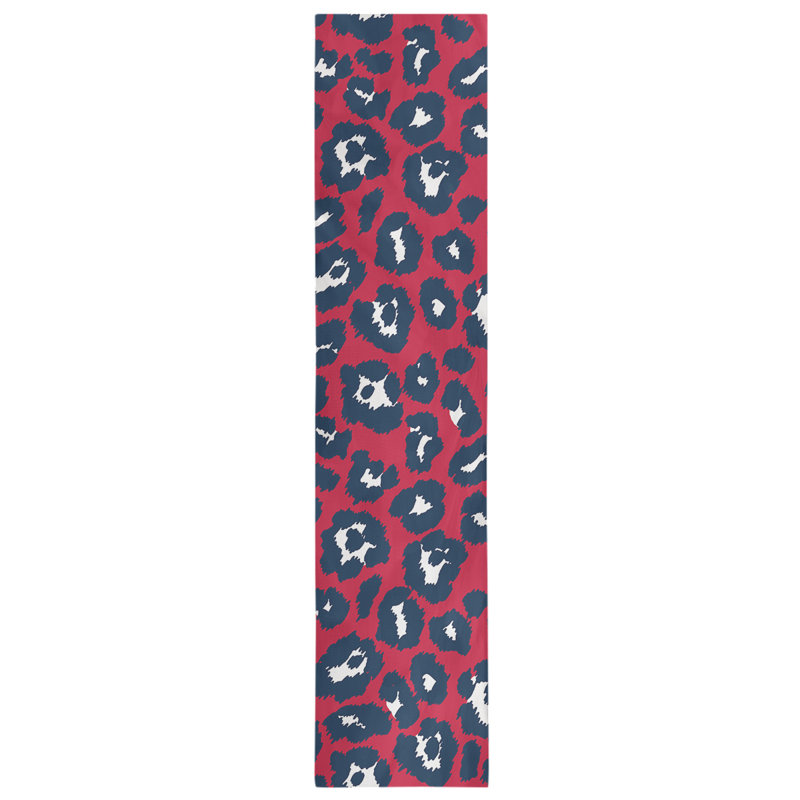 Animal Print Table Runner, 72" x 16", Red/Black/White