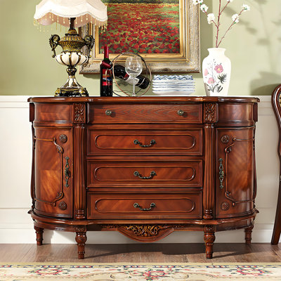 Armoire à vin 47,24 po de style américain en bois massif brun et armoire de rangement latérale