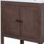 Lavabo de salle de bain moderne élégant en céramique avec tablette ouverte en bois massif-112897509