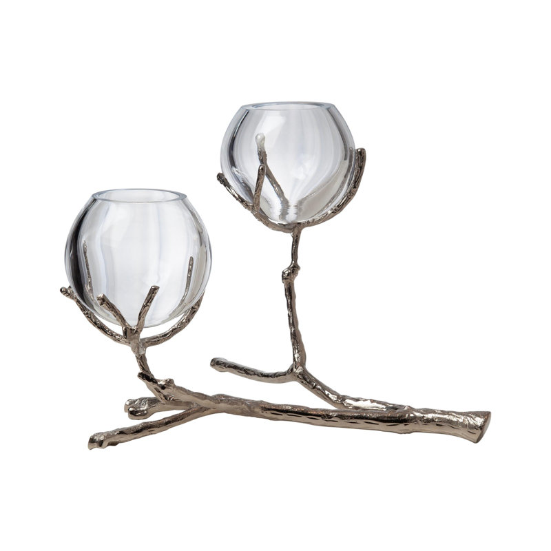Twig Glass Table Vase, Nickel