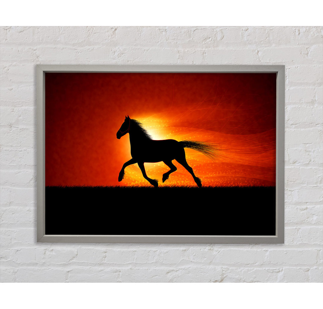 Running Horse Sunset Blaze - Einzelbildrahmen Kunstdrucke auf Leinwand