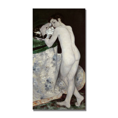 «A Boy with a Cat», reproduction sur toile tendue