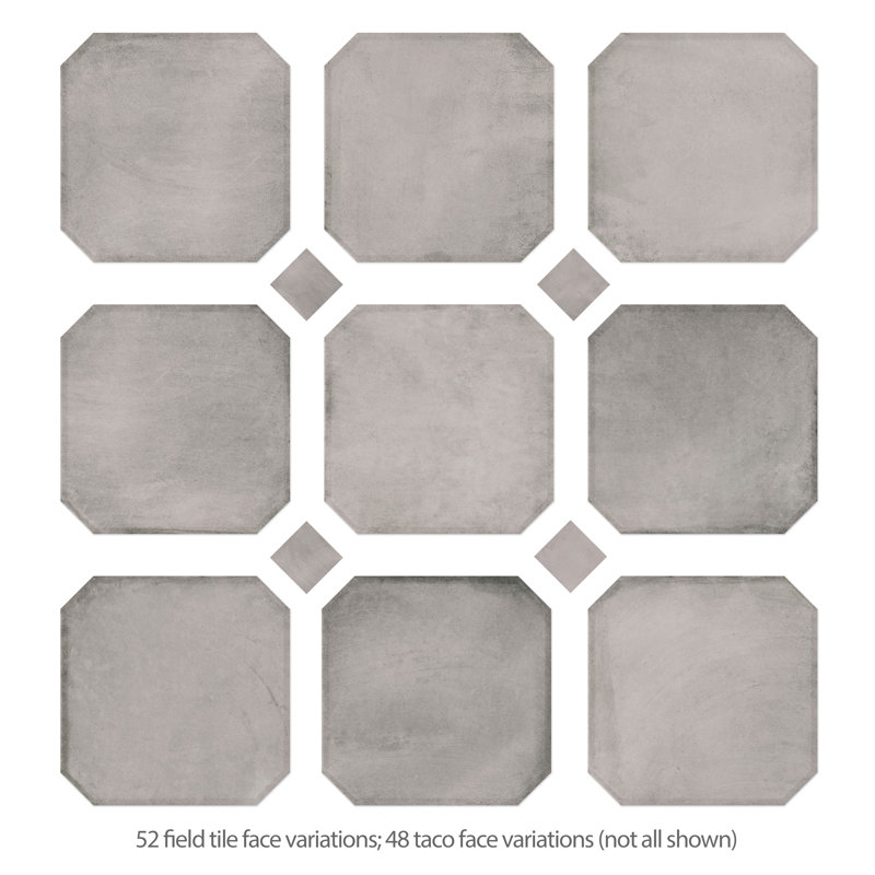 Laverton Octagon W/Taco 7-7/8 In. X 7-7/8 In. Porcelain Floor And Wall Tile, Gray