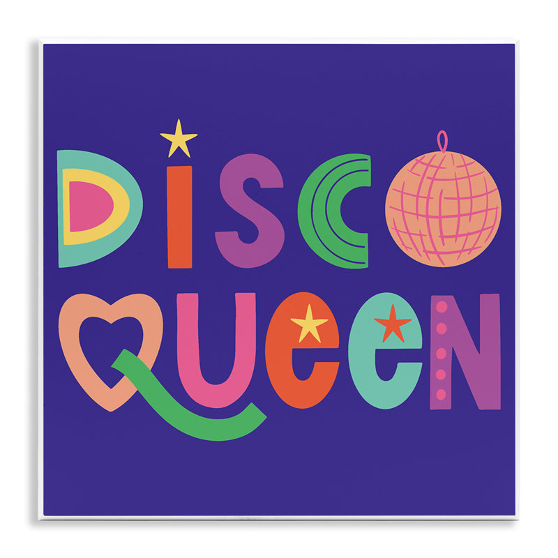 Plaque murale reine disco avec lettres rétro, design par Sazerelli Designs