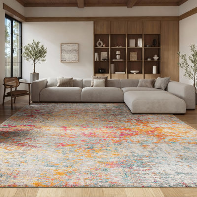 Madison Abstract Grey/Turquoise Area Rug